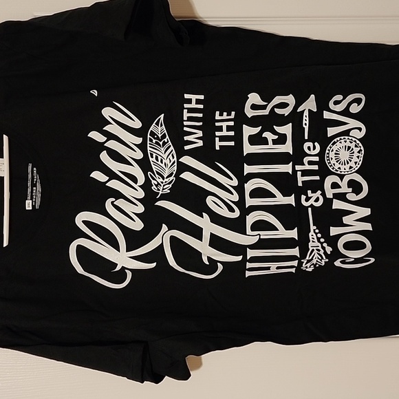 Raisin' Hell With the Hippies and the Cowboys, Black Short Sleeve T-Shirt, 3X - Picture 2 of 4